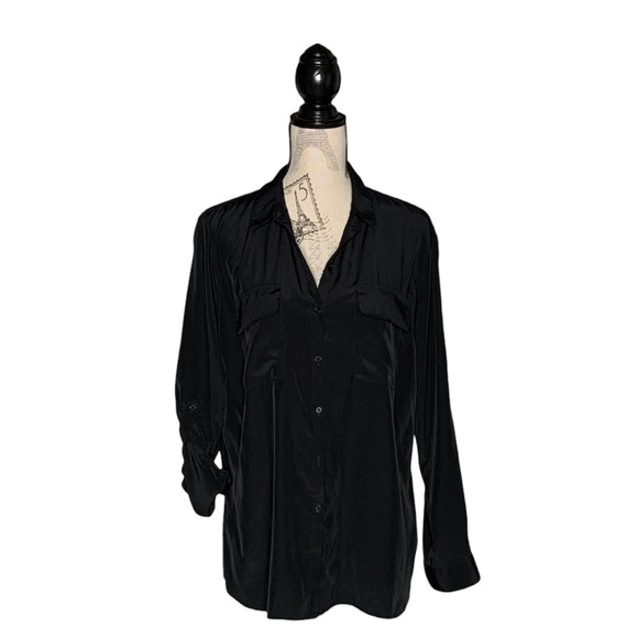 Express L Satin Button down Shirt - Picture 2 of 3